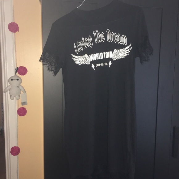 ♠️🖤 Black Casual Comfy Medium Dress w Lace 🖤♠️ - Picture 2 of 4